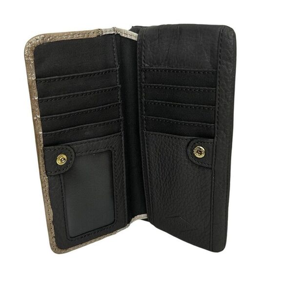 NWOT Fossil Preston Wristlet Wallet 7"x 4" Gold Metallic Leather Color-block - Picture 7 of 10